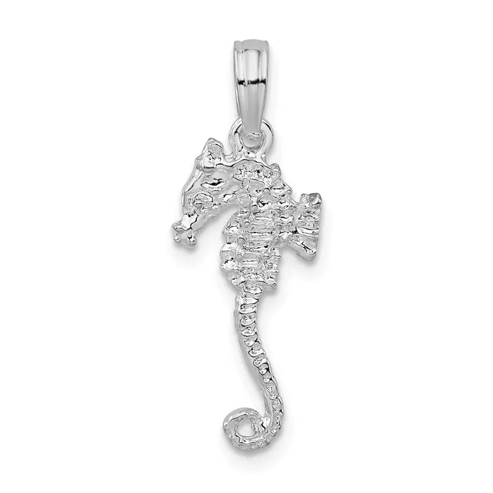 Sterling Silver PolishedTextured 3D Sea Horse Pendant TreasureFineJewelers Necklaces Sterling Silver PolishedTextured 3D Sea Horse Pendant TreasureFineJewelers Necklaces