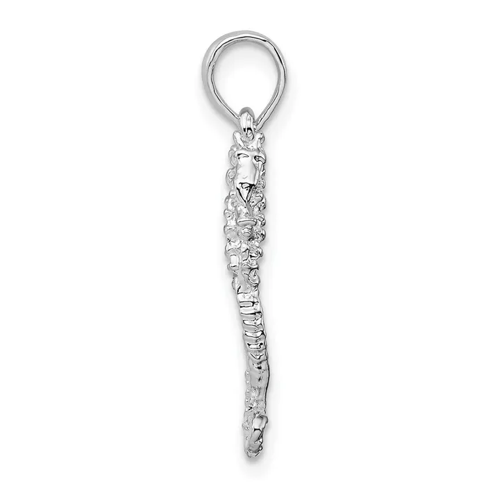 Sterling Silver PolishedTextured 3D Sea Horse Pendant TreasureFineJewelers Necklaces