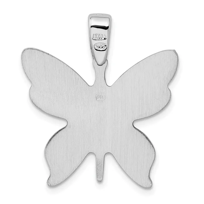 Sterling Silver Rhodiumplated Butterfly Pendant TreasureFineJewelers Necklaces