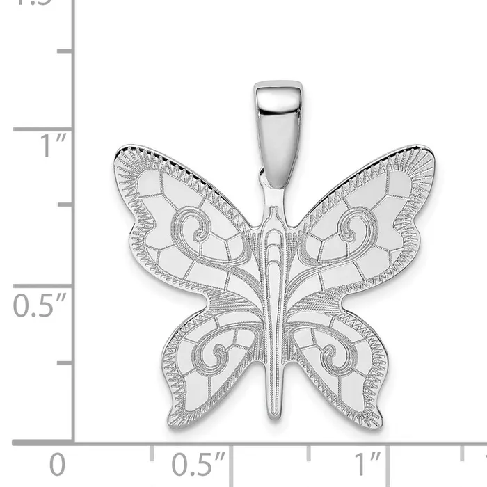 Sterling Silver Rhodiumplated Butterfly Pendant TreasureFineJewelers Necklaces