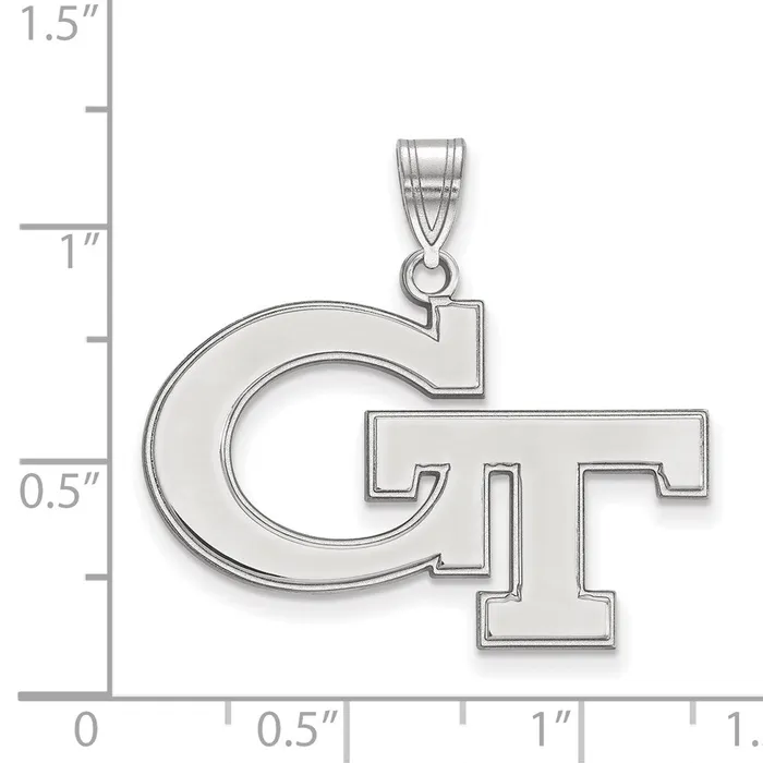 Sterling Silver Rhodiumplated Georgia Institute of Technology GT Large Pendant TreasureFineJewelers Necklaces