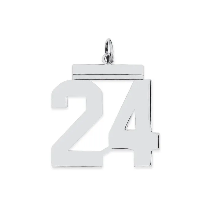 Sterling SilverRhodiumplated Polished Number 24 Charm TreasureFineJewelers Rings Sterling SilverRhodiumplated Polished Number 24 Charm TreasureFineJewelers Rings