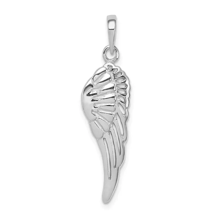 Sterling Silver Rhodiumplated PolishedTextured Angel Wing Pendant TreasureFineJewelers Necklaces Sterling Silver Rhodiumplated PolishedTextured Angel Wing Pendant TreasureFineJewelers Necklaces