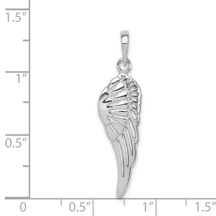 Sterling Silver Rhodiumplated PolishedTextured Angel Wing Pendant TreasureFineJewelers Necklaces