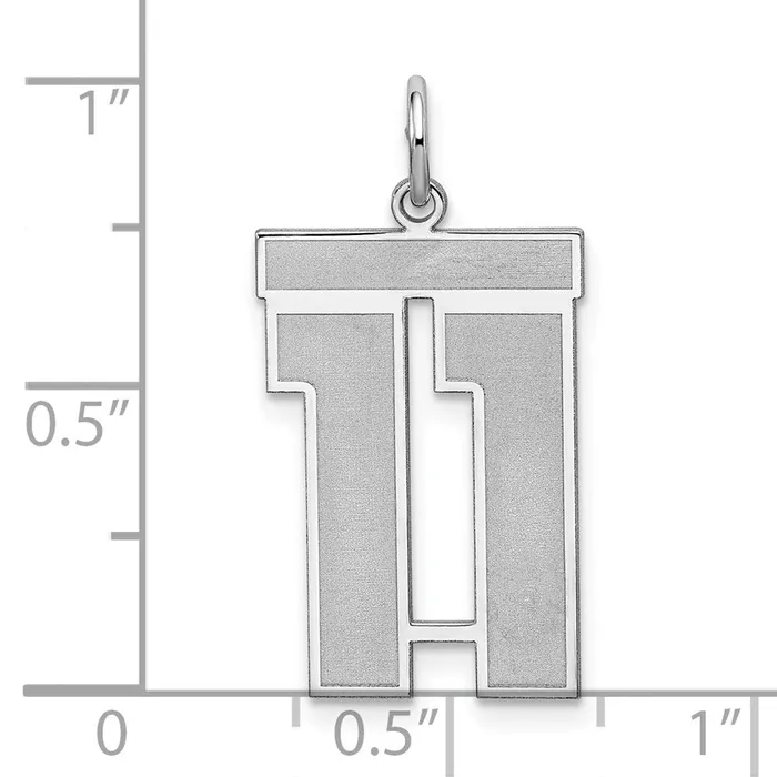 Sterling SilverRhodiumplated Satin Number 11 Charm TreasureFineJewelers Rings