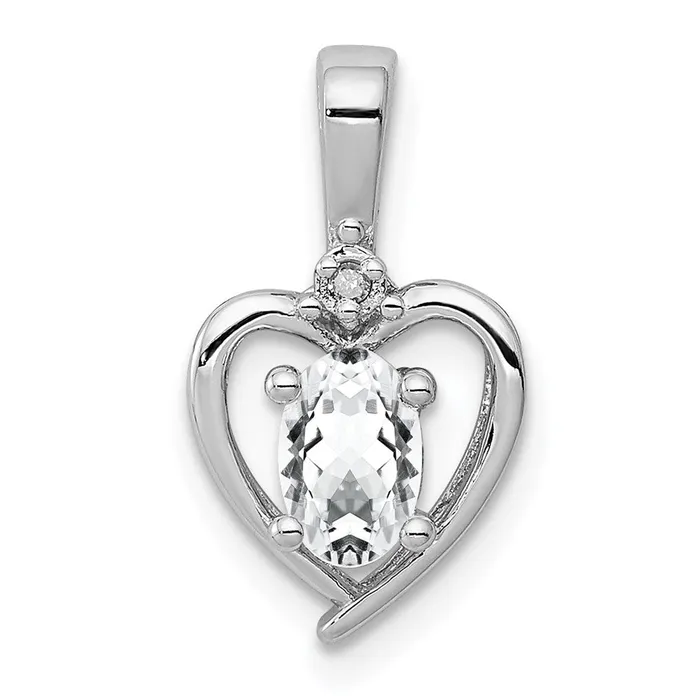Sterling Silver Rhodiumplated White Topaz Diam Pendant TreasureFineJewelers Necklaces Sterling Silver Rhodiumplated White Topaz Diam Pendant TreasureFineJewelers Necklaces