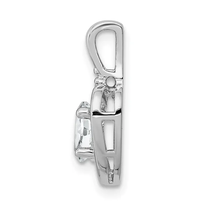 Sterling Silver Rhodiumplated White Topaz Diam Pendant TreasureFineJewelers Necklaces
