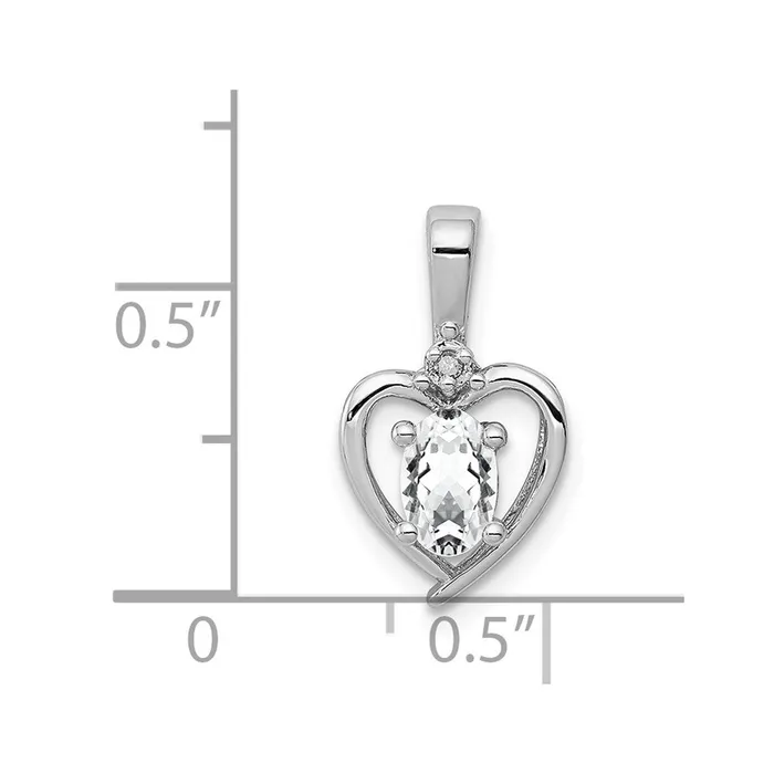 Sterling Silver Rhodiumplated White Topaz Diam Pendant TreasureFineJewelers Necklaces