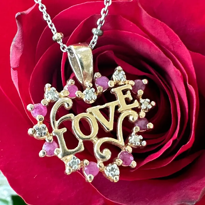 Sterling SilverYellow Gold Filled Pink Sapphire Diamond Heart Pendant 46600267 ONeills Estate Jewelry Necklaces Sterling SilverYellow Gold Filled Pink Sapphire Diamond Heart Pendant 46600267 ONeills Estate Jewelry Necklaces