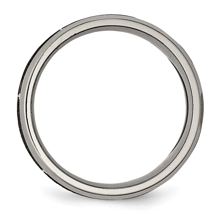 Titanium Brushed Polished Flames Laser Design 8mm Beveled Edge Band TreasureFineJewelers Rings