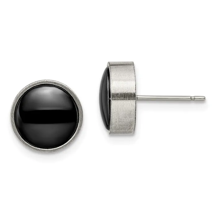 Titanium Brushed with Black Ceramic Circle Post Earrings TreasureFineJewelers Earrings Titanium Brushed with Black Ceramic Circle Post Earrings TreasureFineJewelers Earrings