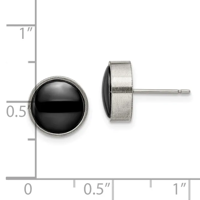 Titanium Brushed with Black Ceramic Circle Post Earrings TreasureFineJewelers Earrings
