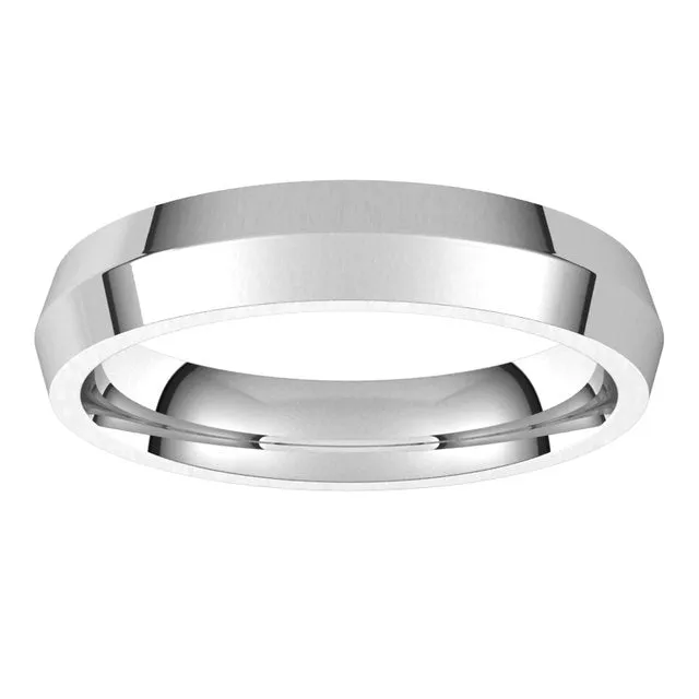 TreasureFineJewelers 10K White Gold 4 mm Knife Edge Comfort Fit Wedding Band Rings