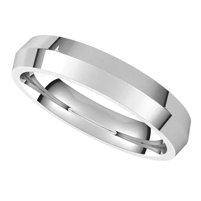 TreasureFineJewelers 10K White Gold 4 mm Knife Edge Comfort Fit Wedding Band Rings