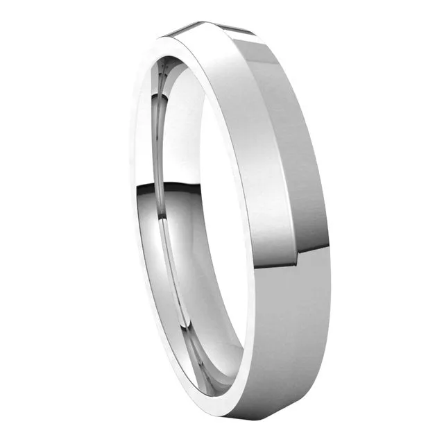 TreasureFineJewelers 10K White Gold 4 mm Knife Edge Comfort Fit Wedding Band Rings