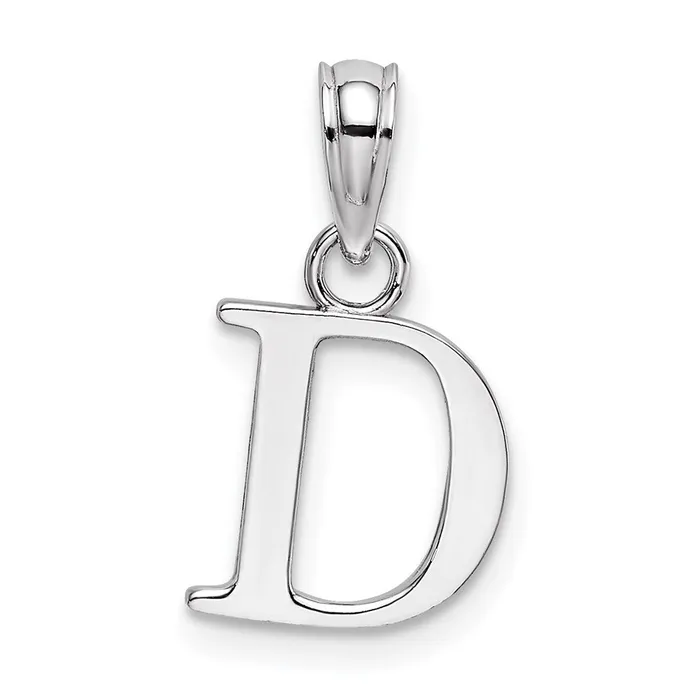 TreasureFineJewelers 10k White Gold D Block Initial Charm Charm Necklaces TreasureFineJewelers 10k White Gold D Block Initial Charm Charm Necklaces