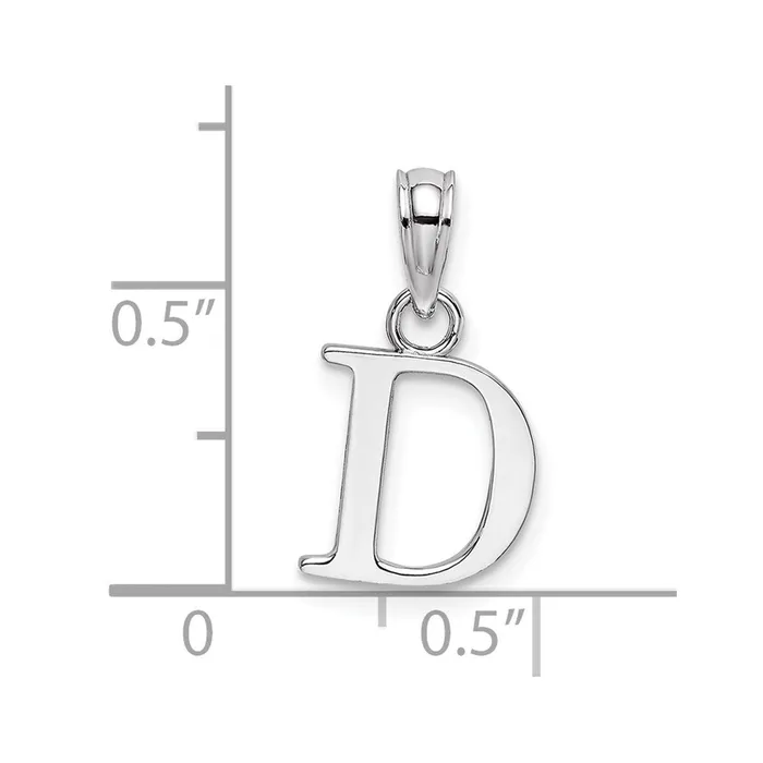 TreasureFineJewelers 10k White Gold D Block Initial Charm Charm Necklaces