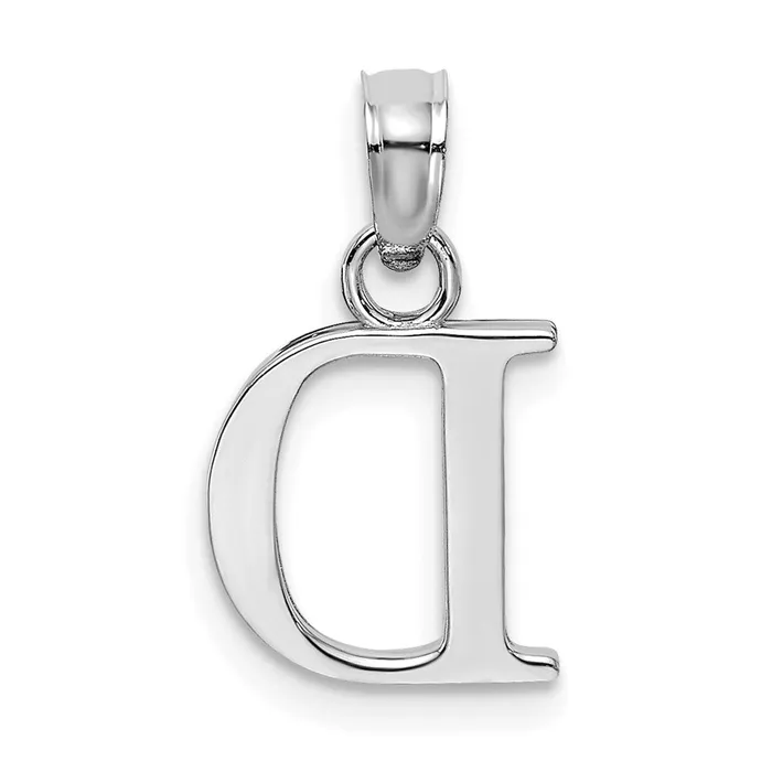 TreasureFineJewelers 10k White Gold D Block Initial Charm Charm Necklaces