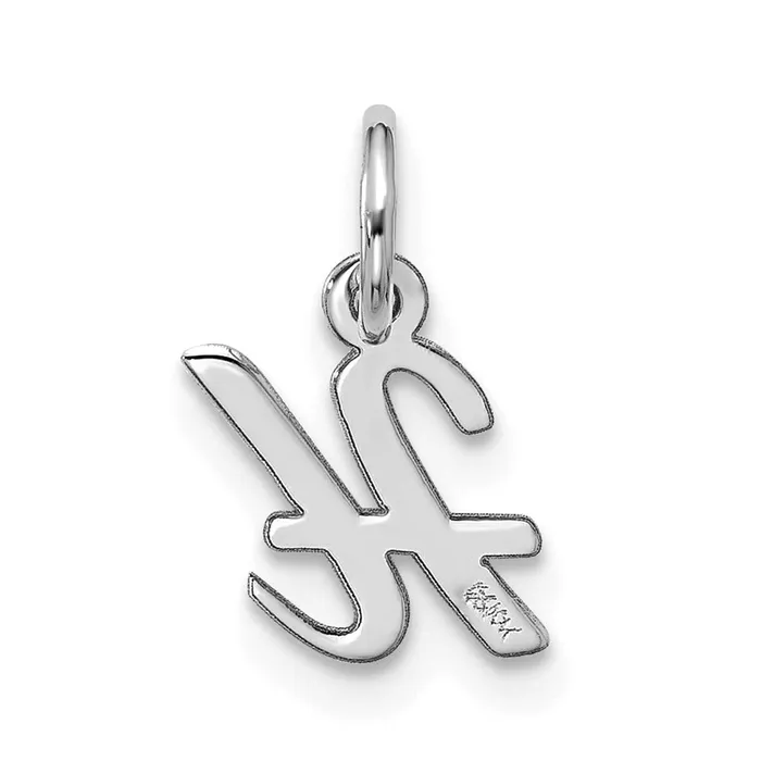 TreasureFineJewelers 10k White Gold Small Script Initial H Charm Charm Necklaces