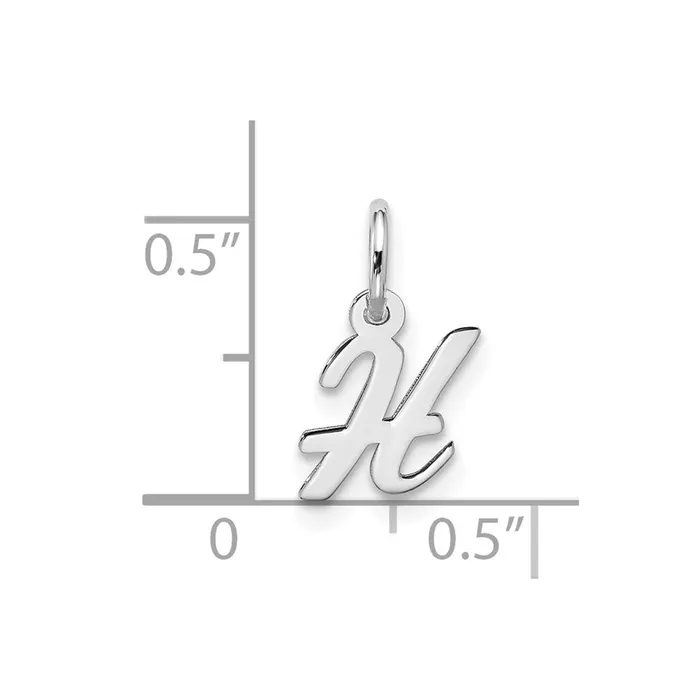 TreasureFineJewelers 10k White Gold Small Script Initial H Charm Charm Necklaces
