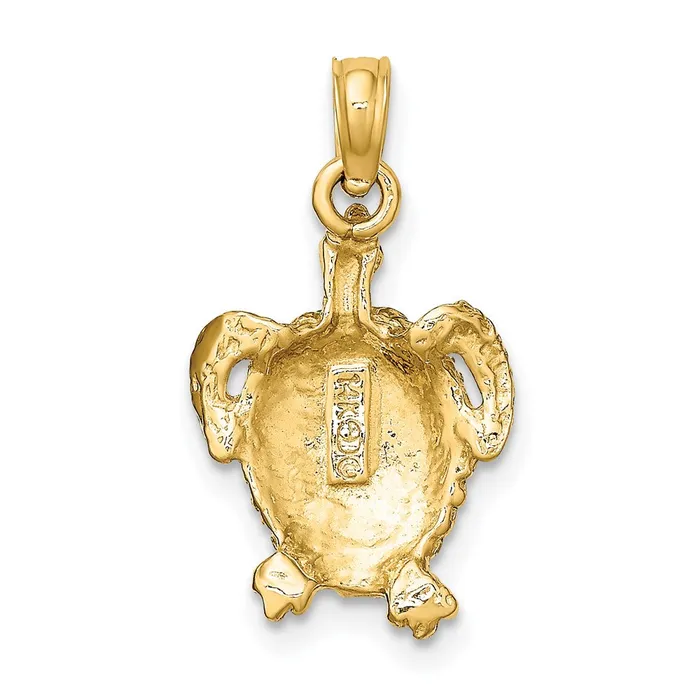 TreasureFineJewelers 14K Textured Sea Turtle Charm Charm Necklaces