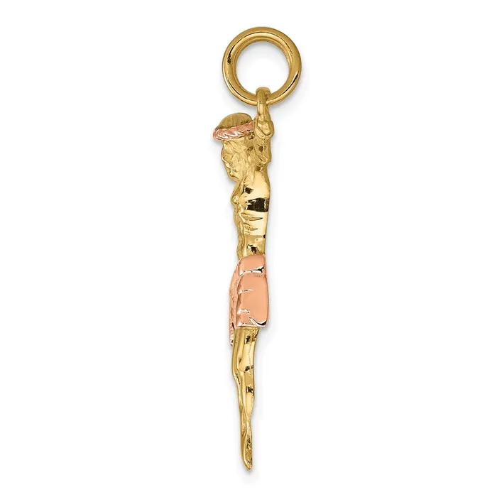 TreasureFineJewelers 14k Twotone Rose Corpus Pendant Rings
