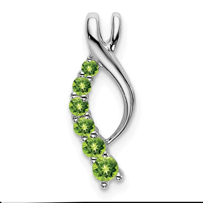 TreasureFineJewelers 14k White Gold Peridot Journey Chain Slide Necklaces TreasureFineJewelers 14k White Gold Peridot Journey Chain Slide Necklaces