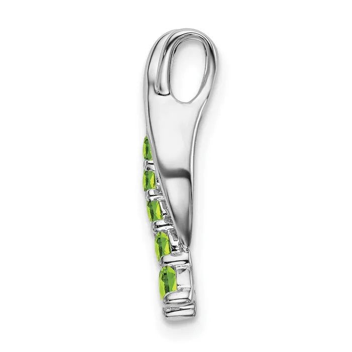 TreasureFineJewelers 14k White Gold Peridot Journey Chain Slide Necklaces