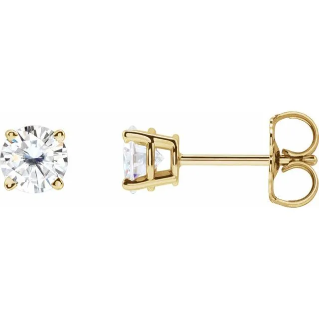 TreasureFineJewelers 14K Yellow Gold 45 mm Stuller LabGrown Moissanite Stud Earrings with Friction Post Earrings TreasureFineJewelers 14K Yellow Gold 45 mm Stuller LabGrown Moissanite Stud Earrings with Friction Post Earrings