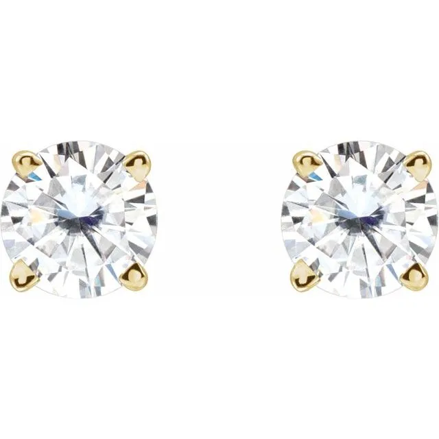 TreasureFineJewelers 14K Yellow Gold 45 mm Stuller LabGrown Moissanite Stud Earrings with Friction Post Earrings
