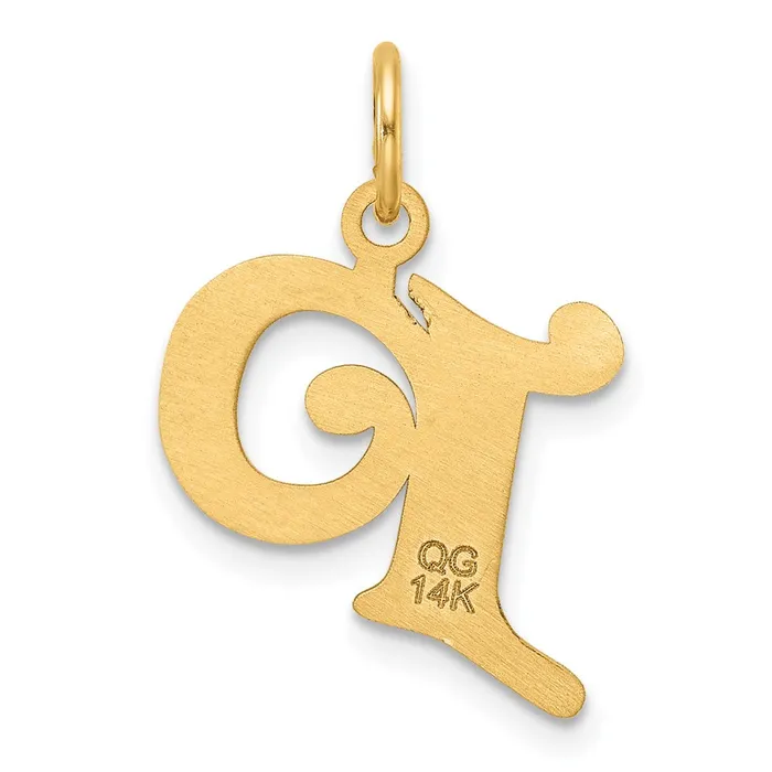 TreasureFineJewelers 14k Yellow Gold Diamondcut Letter P Initial Charm Charm Necklaces