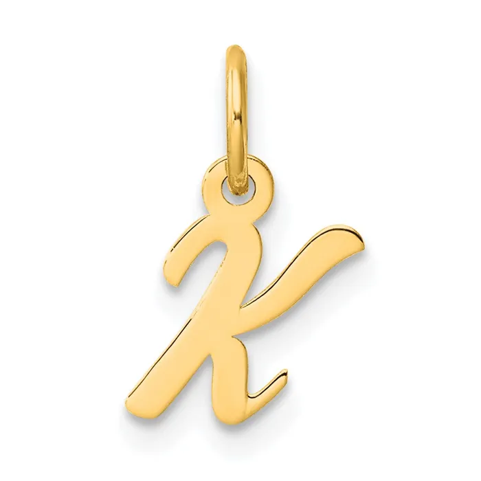 TreasureFineJewelers 14k Yellow Gold Small Script Letter K Initial Charm Charm Necklaces TreasureFineJewelers 14k Yellow Gold Small Script Letter K Initial Charm Charm Necklaces
