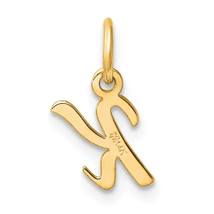 TreasureFineJewelers 14k Yellow Gold Small Script Letter K Initial Charm Charm Necklaces