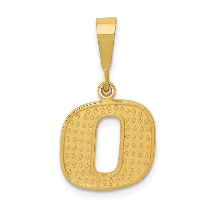 TreasureFineJewelers 14k Yellow Gold Textured Initial O Charm Charm Necklaces