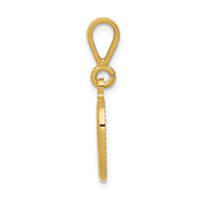 TreasureFineJewelers 14k Yellow Gold Textured Initial O Charm Charm Necklaces