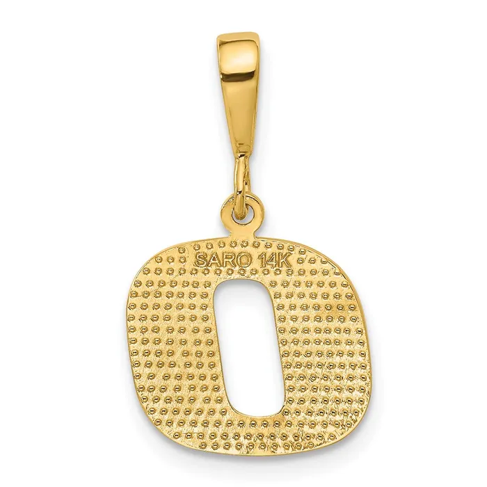 TreasureFineJewelers 14k Yellow Gold Textured Initial O Charm Charm Necklaces