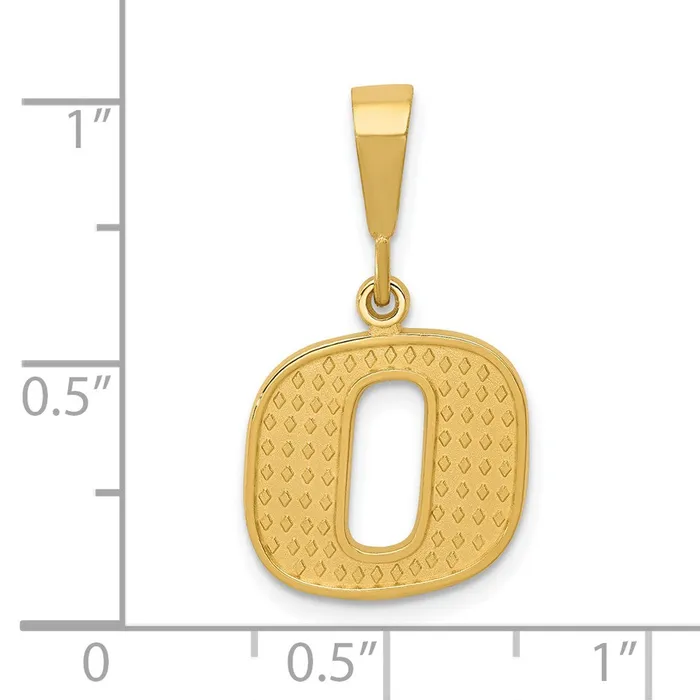 TreasureFineJewelers 14k Yellow Gold Textured Initial O Charm Charm Necklaces