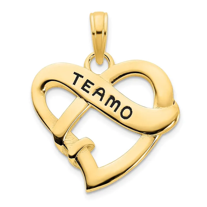 TreasureFineJewelers 14ky Epoxy Te Amo Heart Charm Charm Necklaces