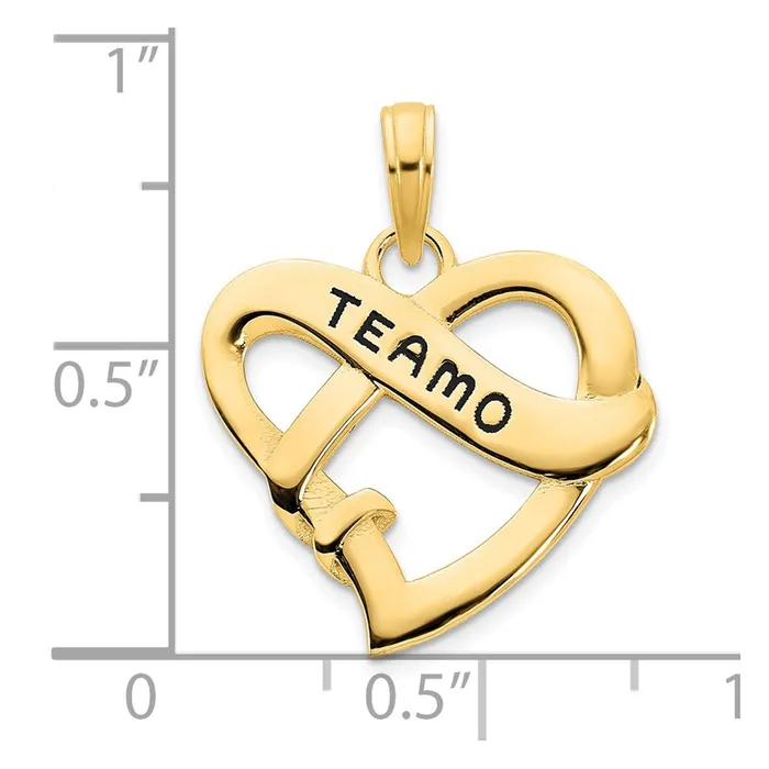 TreasureFineJewelers 14ky Epoxy Te Amo Heart Charm Charm Necklaces
