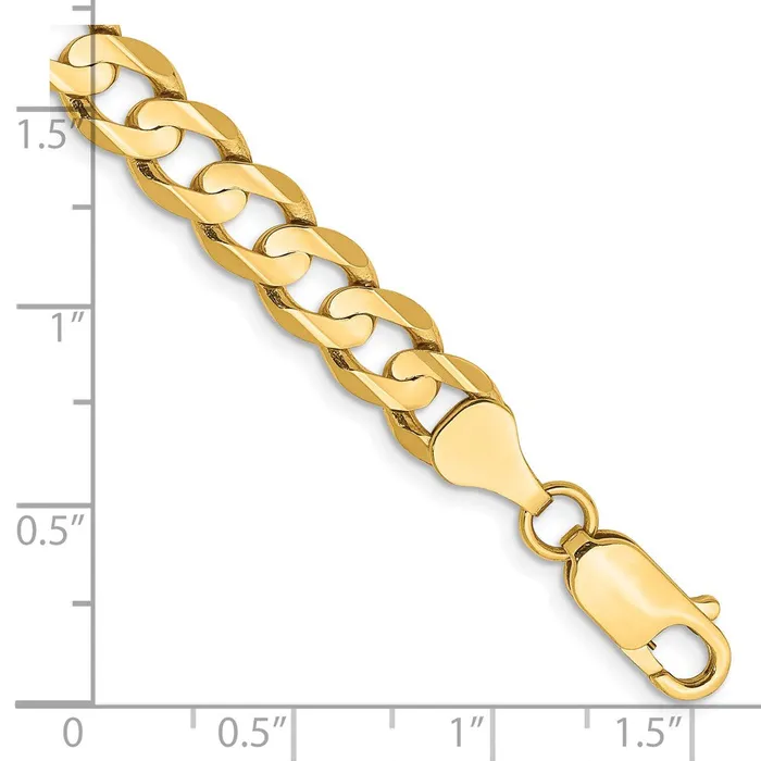 TreasureFineJewelers Bracelets 14K 8 inch 675mm Open Concave Curb with Lobster Clasp Bracelet