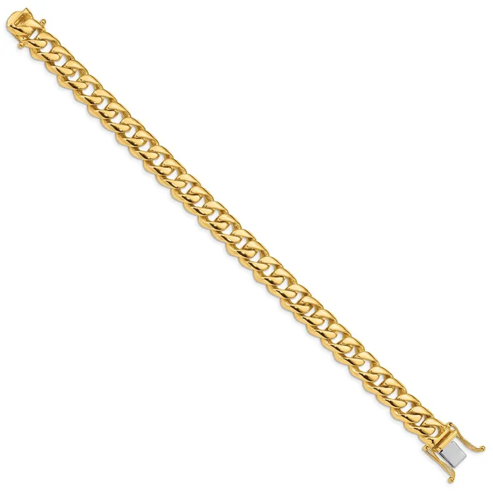 TreasureFineJewelers Bracelets 14K 8 inch 96mm Hand Polished Rounded Curb Link with Box Catch Clasp Bracelet