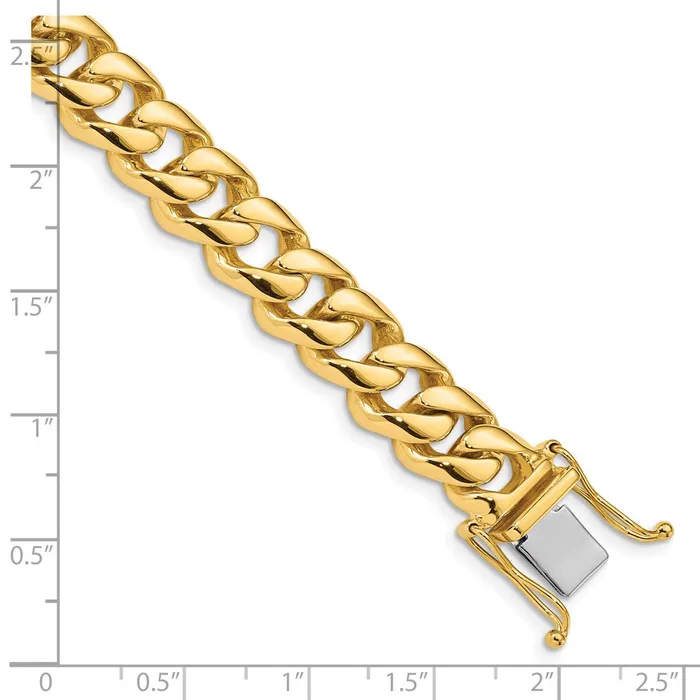TreasureFineJewelers Bracelets 14K 8 inch 96mm Hand Polished Rounded Curb Link with Box Catch Clasp Bracelet