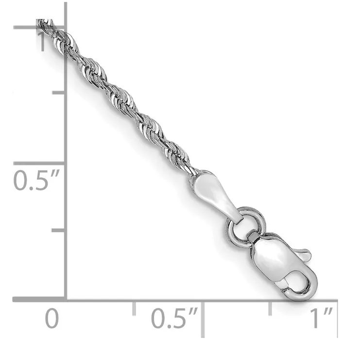 TreasureFineJewelers Bracelets 14k White Gold 185mm Diamondcut Quadruple Rope Lobster Clasp Chain Bracelet