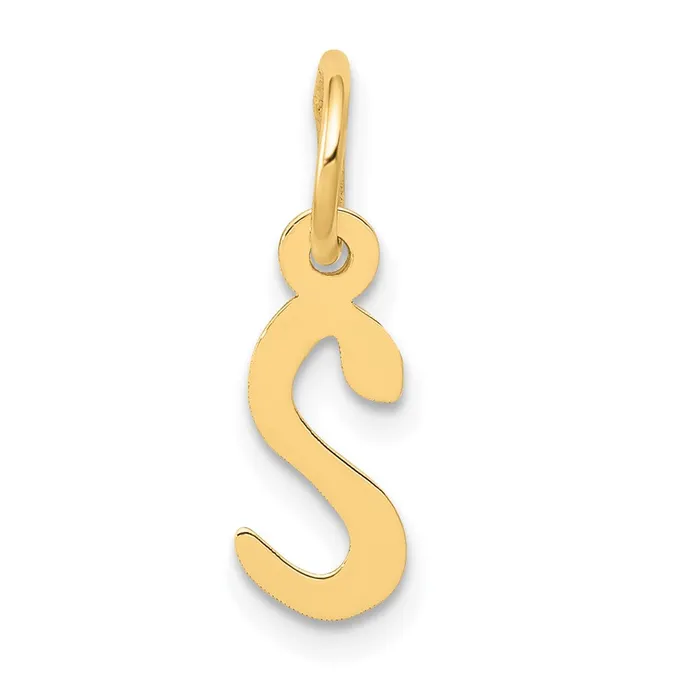 TreasureFineJewelers Charm Necklaces 10k Yellow Gold Small Slanted Block Initial S Charm TreasureFineJewelers Charm Necklaces 10k Yellow Gold Small Slanted Block Initial S Charm