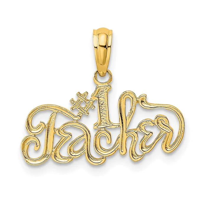 TreasureFineJewelers Charm Necklaces 14K 1 TEACHER Charm