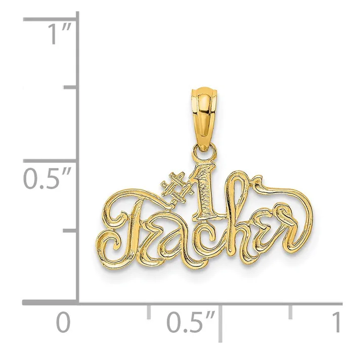 TreasureFineJewelers Charm Necklaces 14K 1 TEACHER Charm
