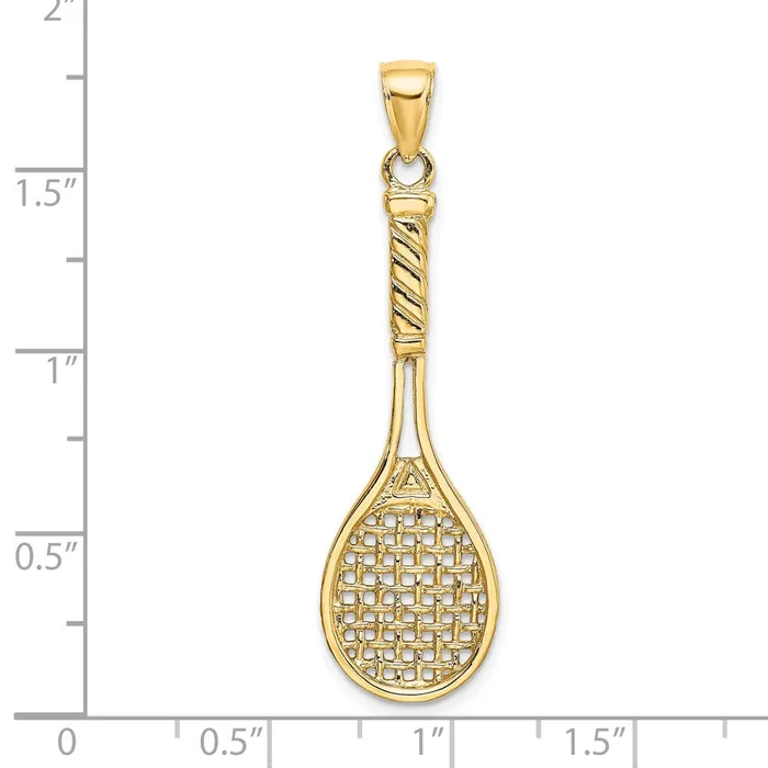 TreasureFineJewelers Charm Necklaces 14K 3D Polished Tennis Racquet Charm
