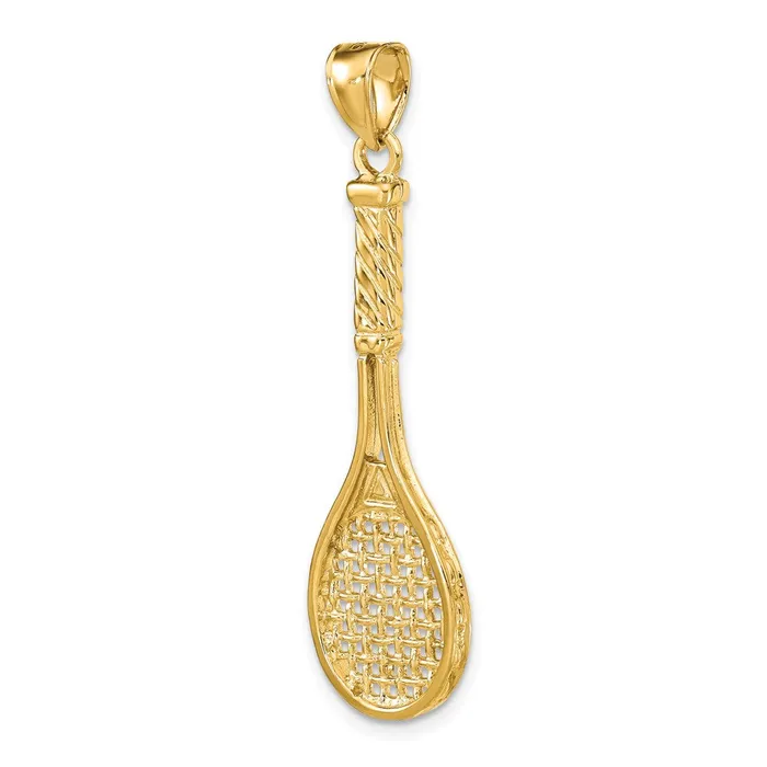 TreasureFineJewelers Charm Necklaces 14K 3D Polished Tennis Racquet Charm