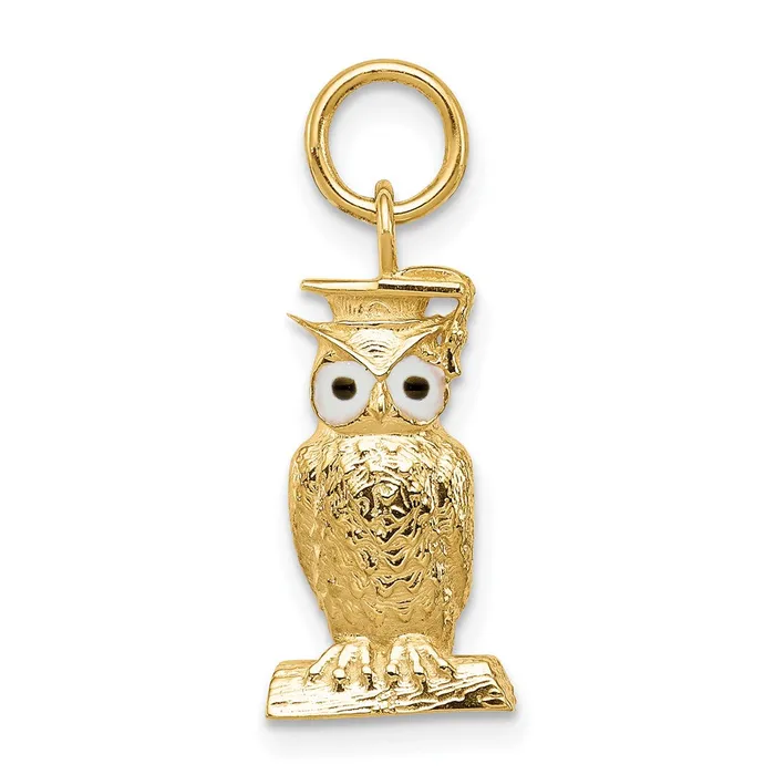 TreasureFineJewelers Charm Necklaces 14K Graduation Owl Charm with Enamel TreasureFineJewelers Charm Necklaces 14K Graduation Owl Charm with Enamel