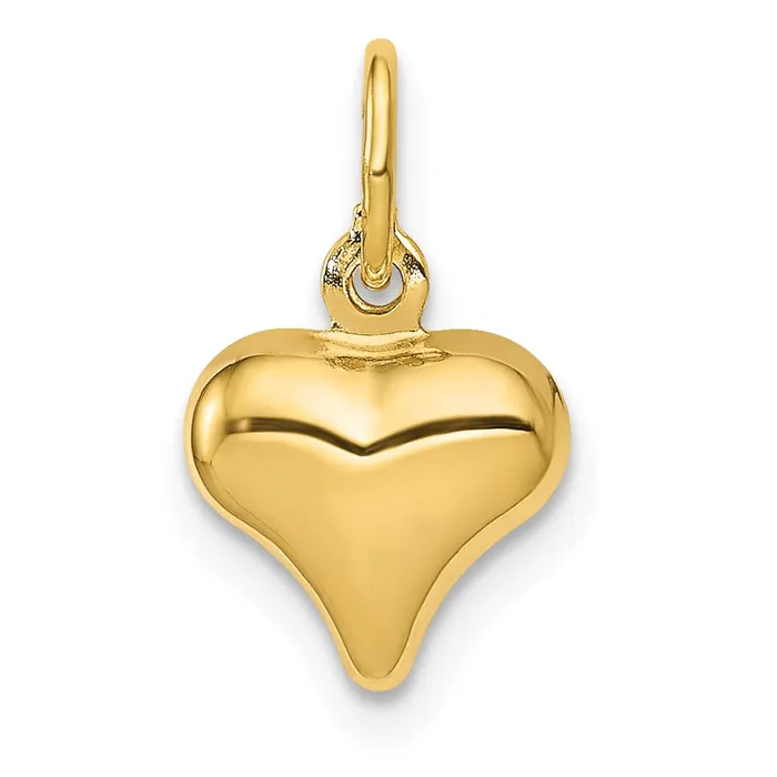 TreasureFineJewelers Charm Necklaces 14K Polished 3D Puffed Heart Charm